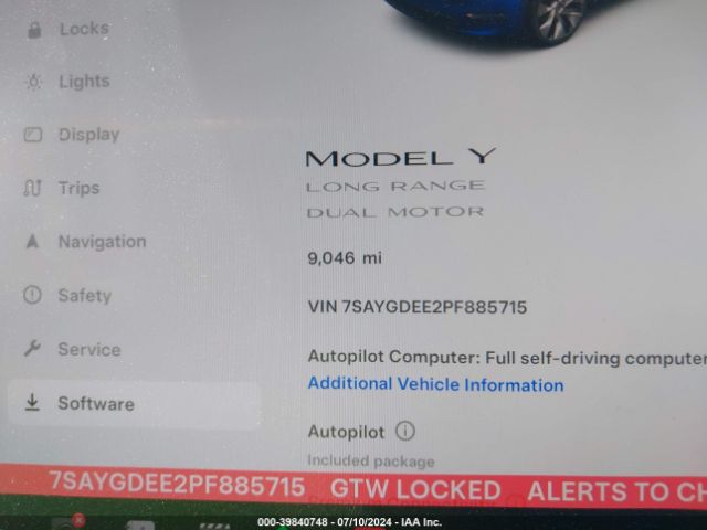 Photo 8 VIN: 7SAYGDEE2PF885715 - TESLA MODEL Y 