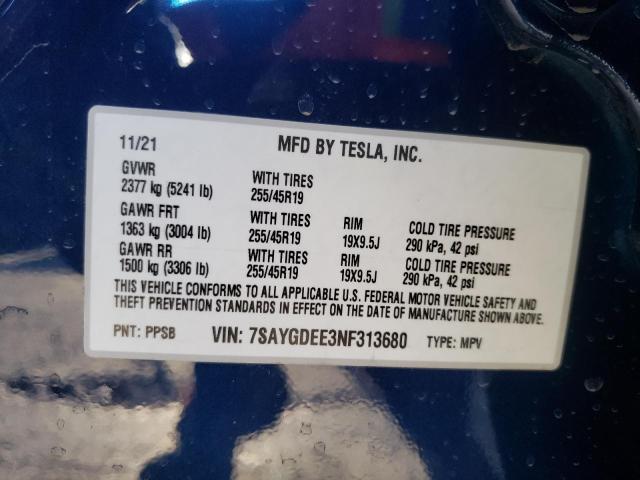 Photo 9 VIN: 7SAYGDEE3NF313680 - TESLA MODEL Y 