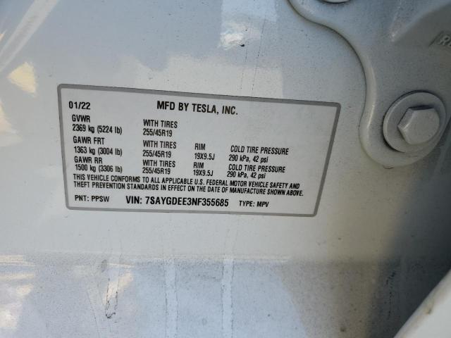 Photo 9 VIN: 7SAYGDEE3NF355685 - TESLA MODEL Y 