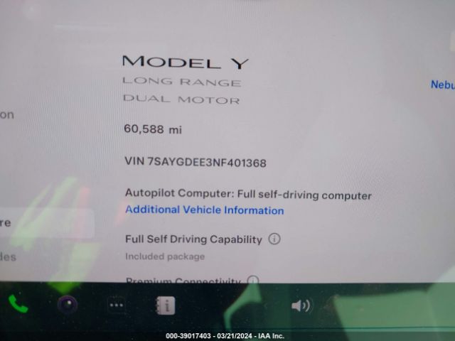 Photo 6 VIN: 7SAYGDEE3NF401368 - TESLA MODEL Y 