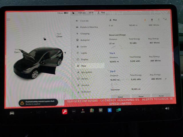 Photo 8 VIN: 7SAYGDEE3NF401595 - TESLA MODEL Y 