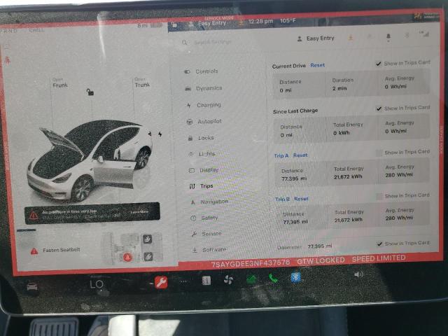 Photo 8 VIN: 7SAYGDEE3NF437576 - TESLA MODEL Y 