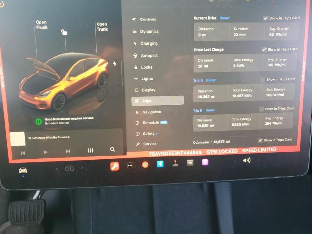 Photo 8 VIN: 7SAYGDEE3NF444849 - TESLA MODEL Y 