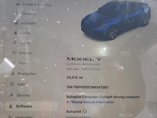 Photo 8 VIN: 7SAYGDEE3NF547267 - TESLA MODEL Y 