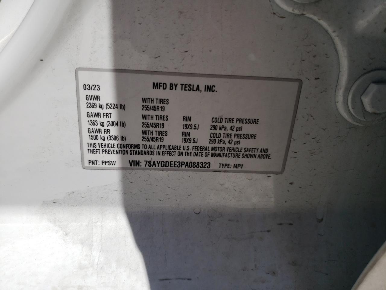 Photo 12 VIN: 7SAYGDEE3PA088323 - TESLA MODEL Y 