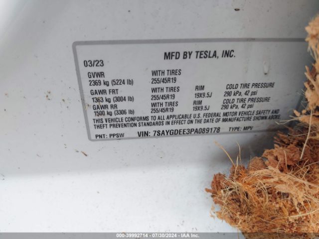 Photo 8 VIN: 7SAYGDEE3PA089178 - TESLA MODEL Y 