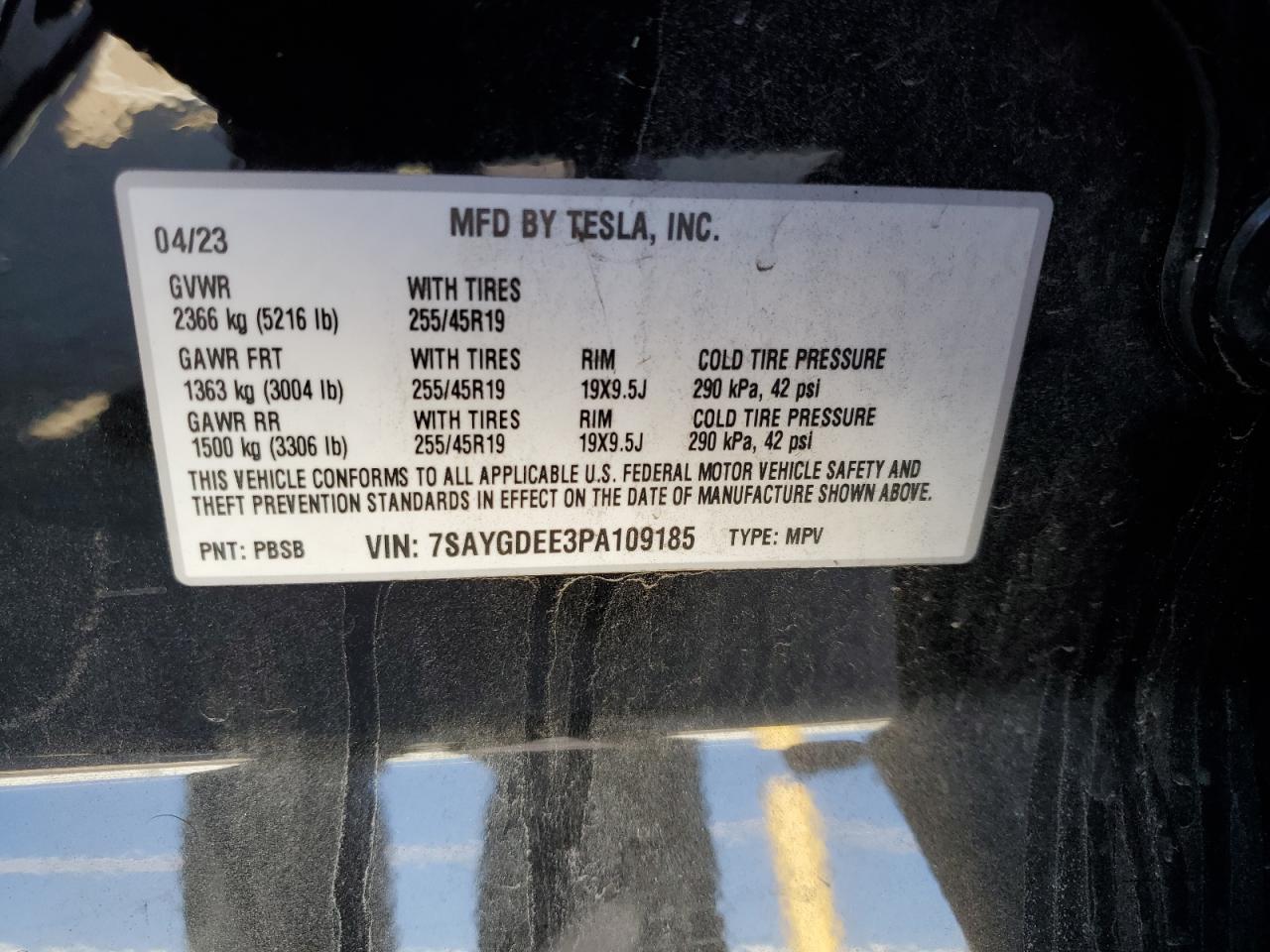 Photo 12 VIN: 7SAYGDEE3PA109185 - TESLA MODEL Y 