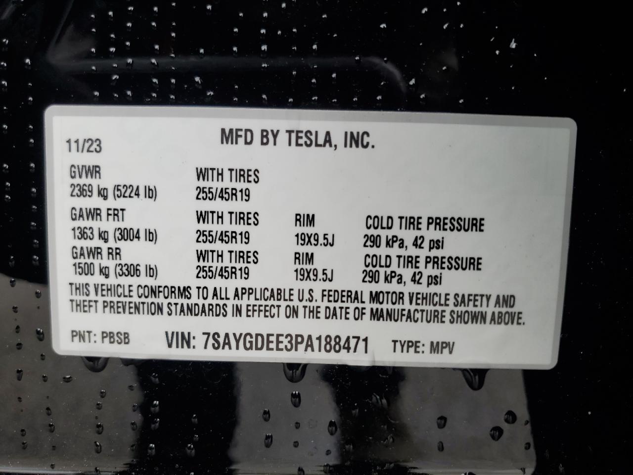 Photo 11 VIN: 7SAYGDEE3PA188471 - TESLA MODEL Y 