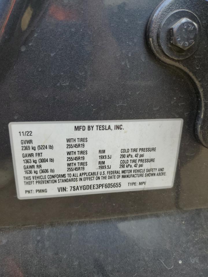 Photo 12 VIN: 7SAYGDEE3PF605655 - TESLA MODEL Y 