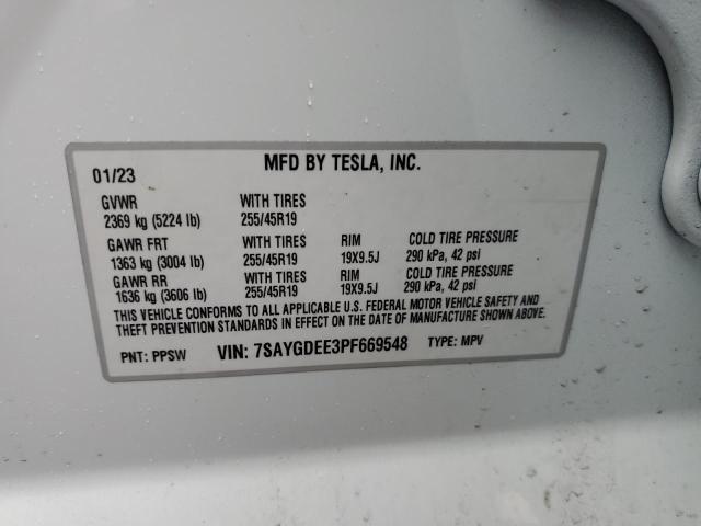 Photo 12 VIN: 7SAYGDEE3PF669548 - TESLA MODEL Y 