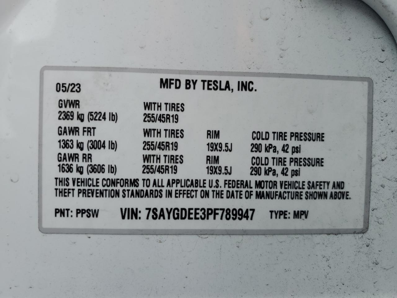 Photo 12 VIN: 7SAYGDEE3PF789947 - TESLA MODEL Y 