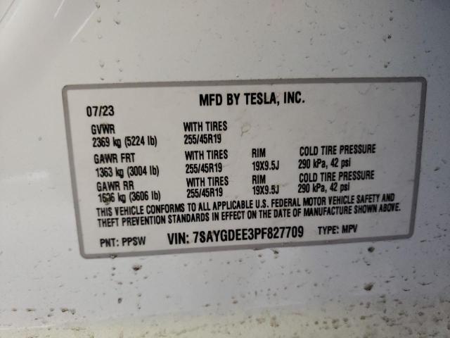 Photo 12 VIN: 7SAYGDEE3PF827709 - TESLA MODEL Y 