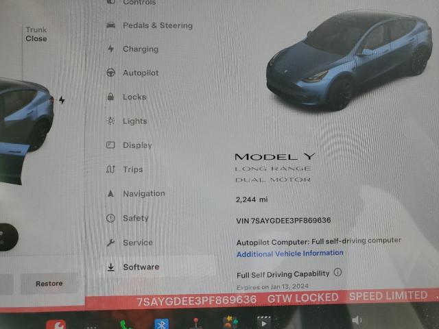 Photo 8 VIN: 7SAYGDEE3PF869636 - TESLA MODEL Y 