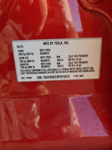 Photo 12 VIN: 7SAYGDEE3PF870575 - TESLA MODEL Y 