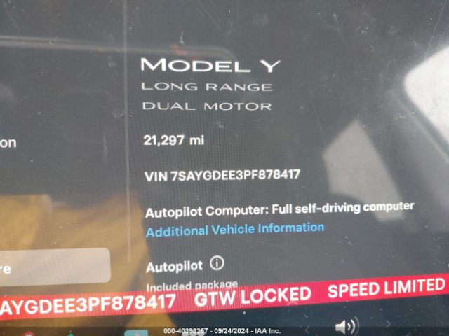 Photo 6 VIN: 7SAYGDEE3PF878417 - TESLA MODEL Y 