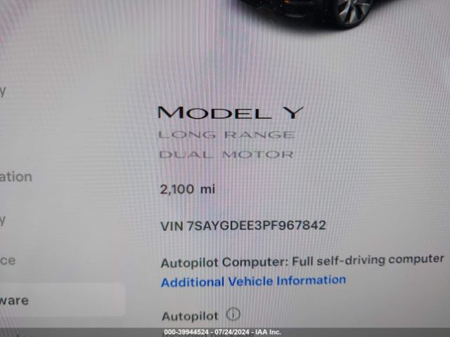 Photo 6 VIN: 7SAYGDEE3PF967842 - TESLA MODEL Y 