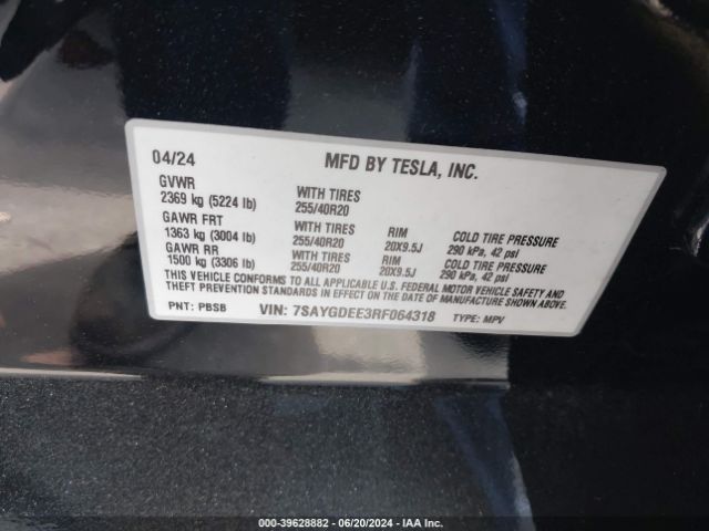 Photo 8 VIN: 7SAYGDEE3RF064318 - TESLA MODEL Y 