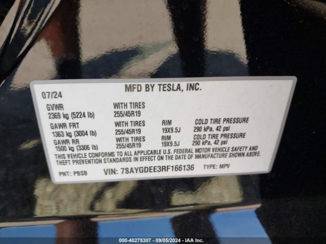 Photo 8 VIN: 7SAYGDEE3RF166136 - TESLA MODEL Y 