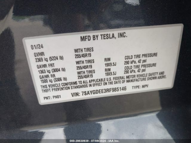 Photo 8 VIN: 7SAYGDEE3RF985146 - TESLA MODEL Y 