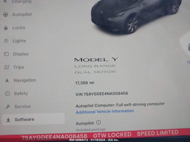 Photo 6 VIN: 7SAYGDEE4NA008458 - TESLA MODEL Y 