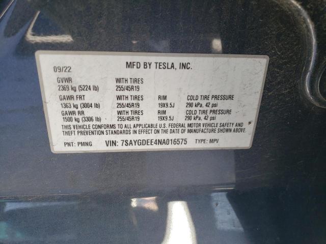 Photo 11 VIN: 7SAYGDEE4NA016575 - TESLA MODEL Y 