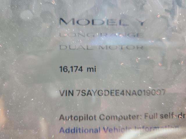 Photo 8 VIN: 7SAYGDEE4NA019007 - TESLA MODEL Y 