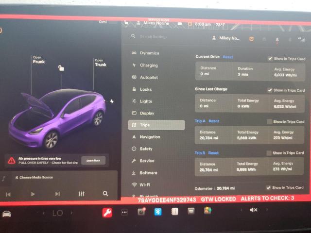 Photo 8 VIN: 7SAYGDEE4NF329743 - TESLA MODEL Y 