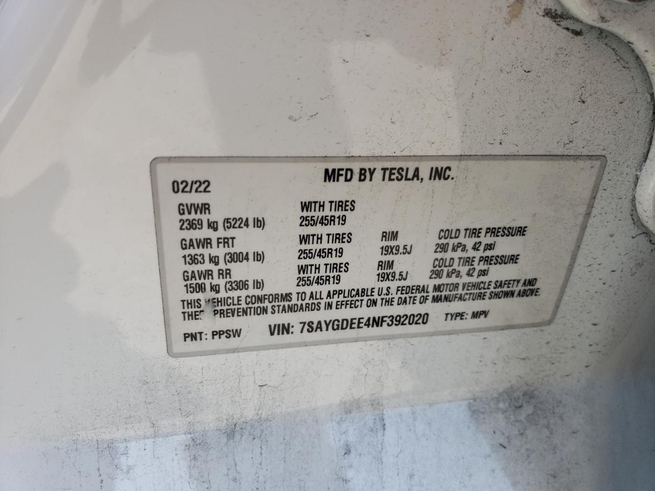 Photo 11 VIN: 7SAYGDEE4NF392020 - TESLA MODEL Y 