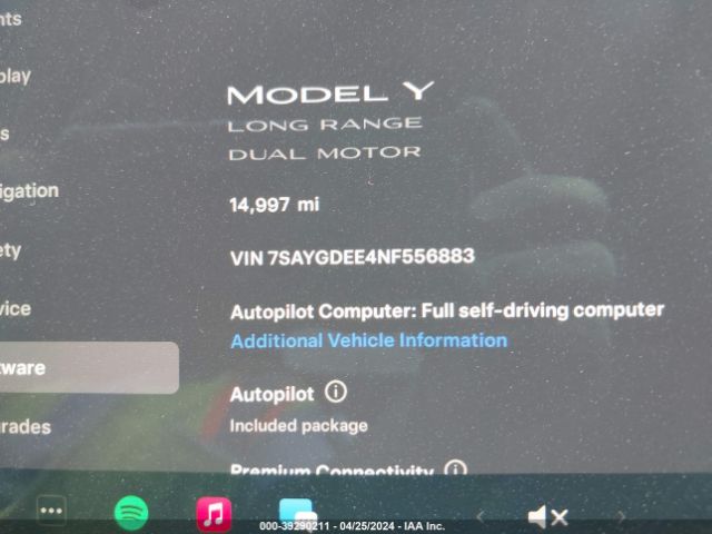 Photo 6 VIN: 7SAYGDEE4NF556883 - TESLA MODEL Y 