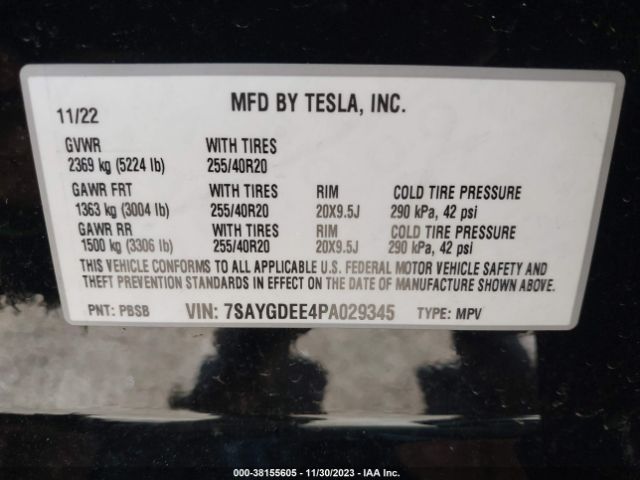 Photo 8 VIN: 7SAYGDEE4PA029345 - TESLA MODEL Y 