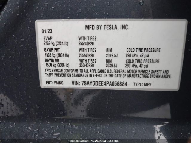 Photo 8 VIN: 7SAYGDEE4PA056884 - TESLA MODEL Y 