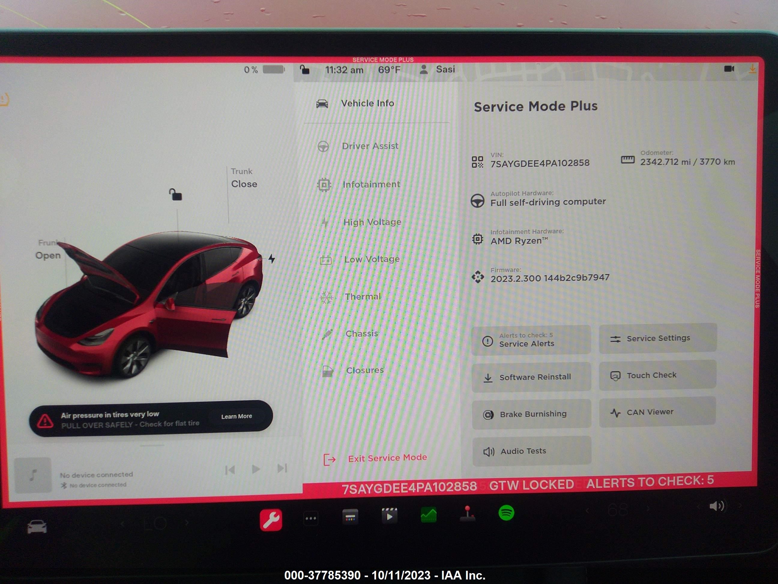 Photo 16 VIN: 7SAYGDEE4PA102858 - TESLA MODEL Y 