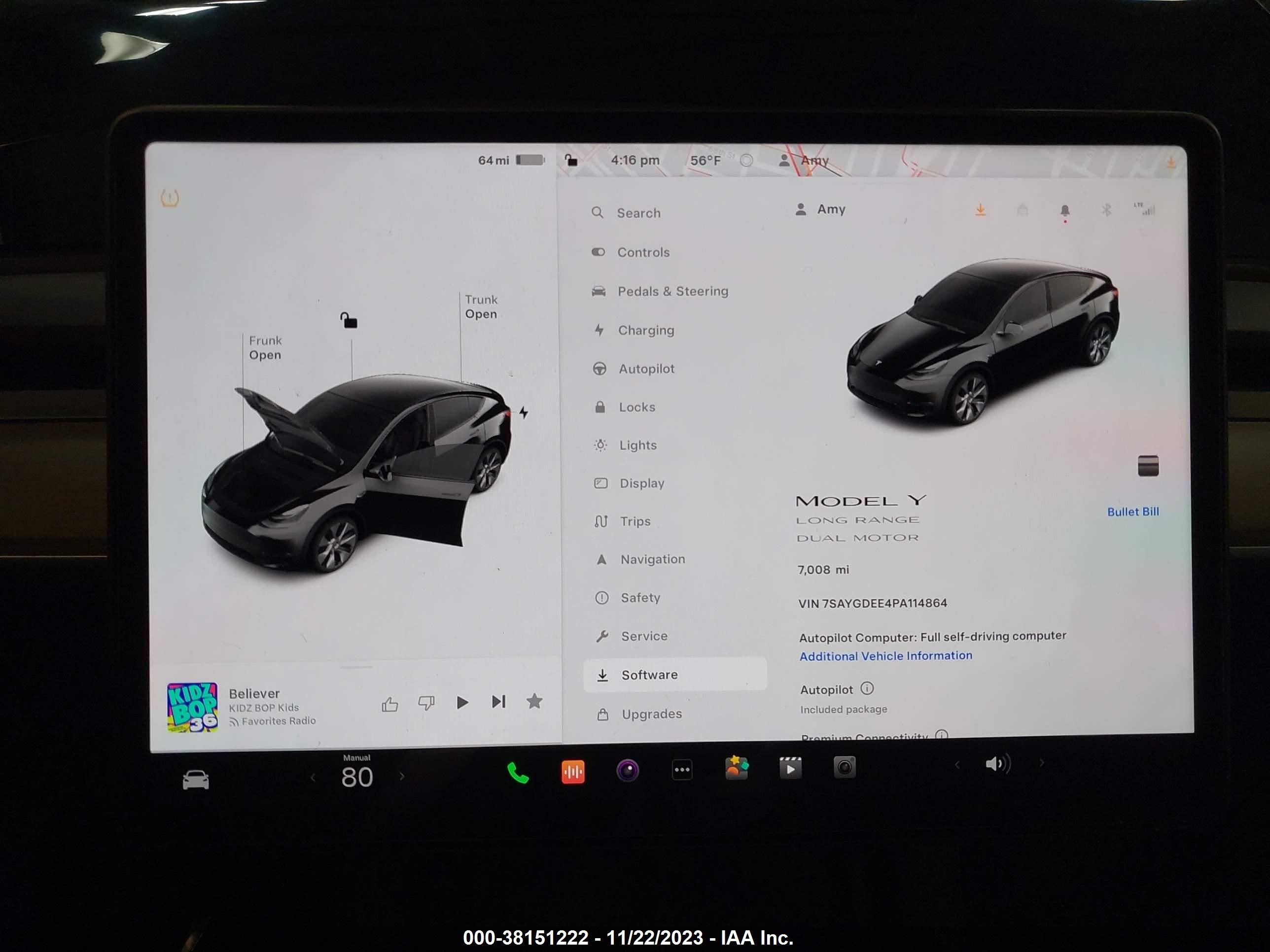 Photo 6 VIN: 7SAYGDEE4PA114864 - TESLA MODEL Y 