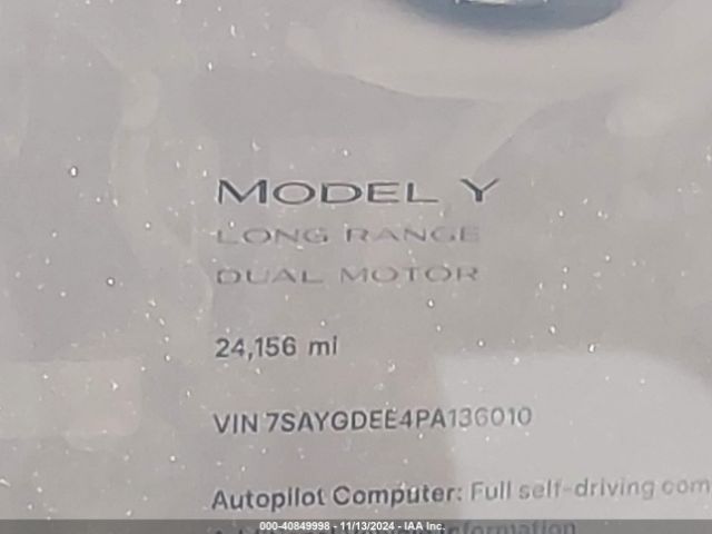 Photo 6 VIN: 7SAYGDEE4PA136010 - TESLA MODEL Y 