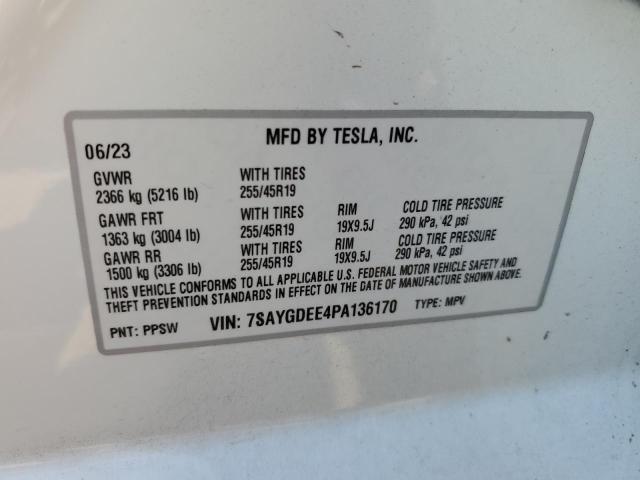 Photo 12 VIN: 7SAYGDEE4PA136170 - TESLA MODEL Y 