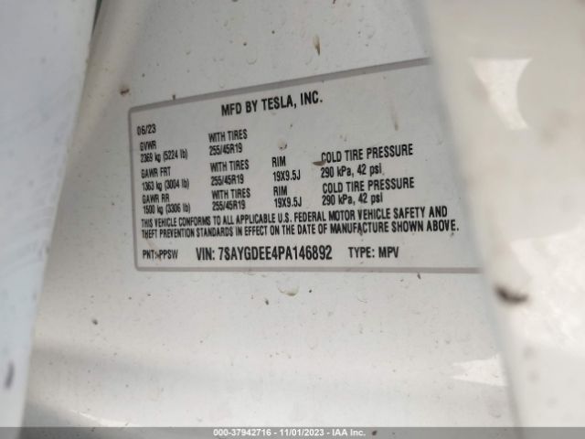 Photo 8 VIN: 7SAYGDEE4PA146892 - TESLA MODEL Y 