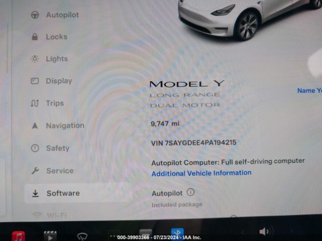 Photo 6 VIN: 7SAYGDEE4PA194215 - TESLA MODEL Y 