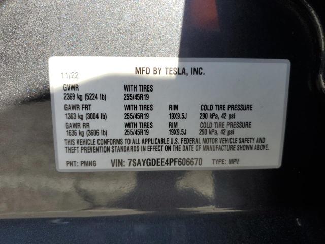 Photo 12 VIN: 7SAYGDEE4PF606670 - TESLA MODEL Y 