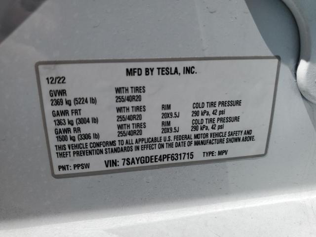 Photo 11 VIN: 7SAYGDEE4PF631715 - TESLA MODEL Y 