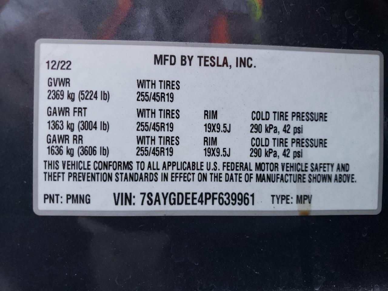 Photo 11 VIN: 7SAYGDEE4PF639961 - TESLA MODEL Y 