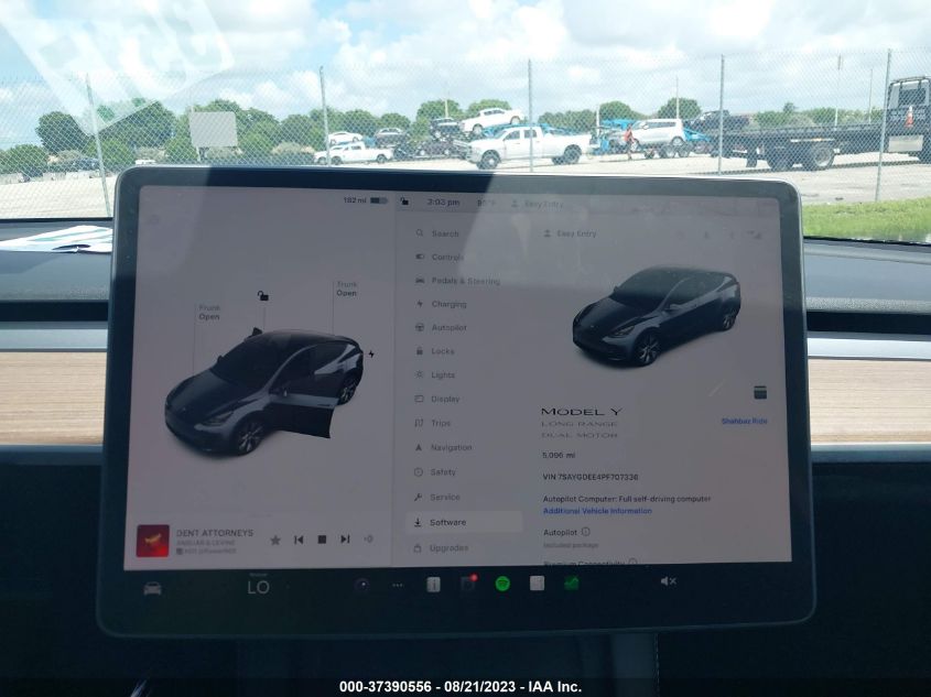 Photo 6 VIN: 7SAYGDEE4PF707336 - TESLA MODEL Y 