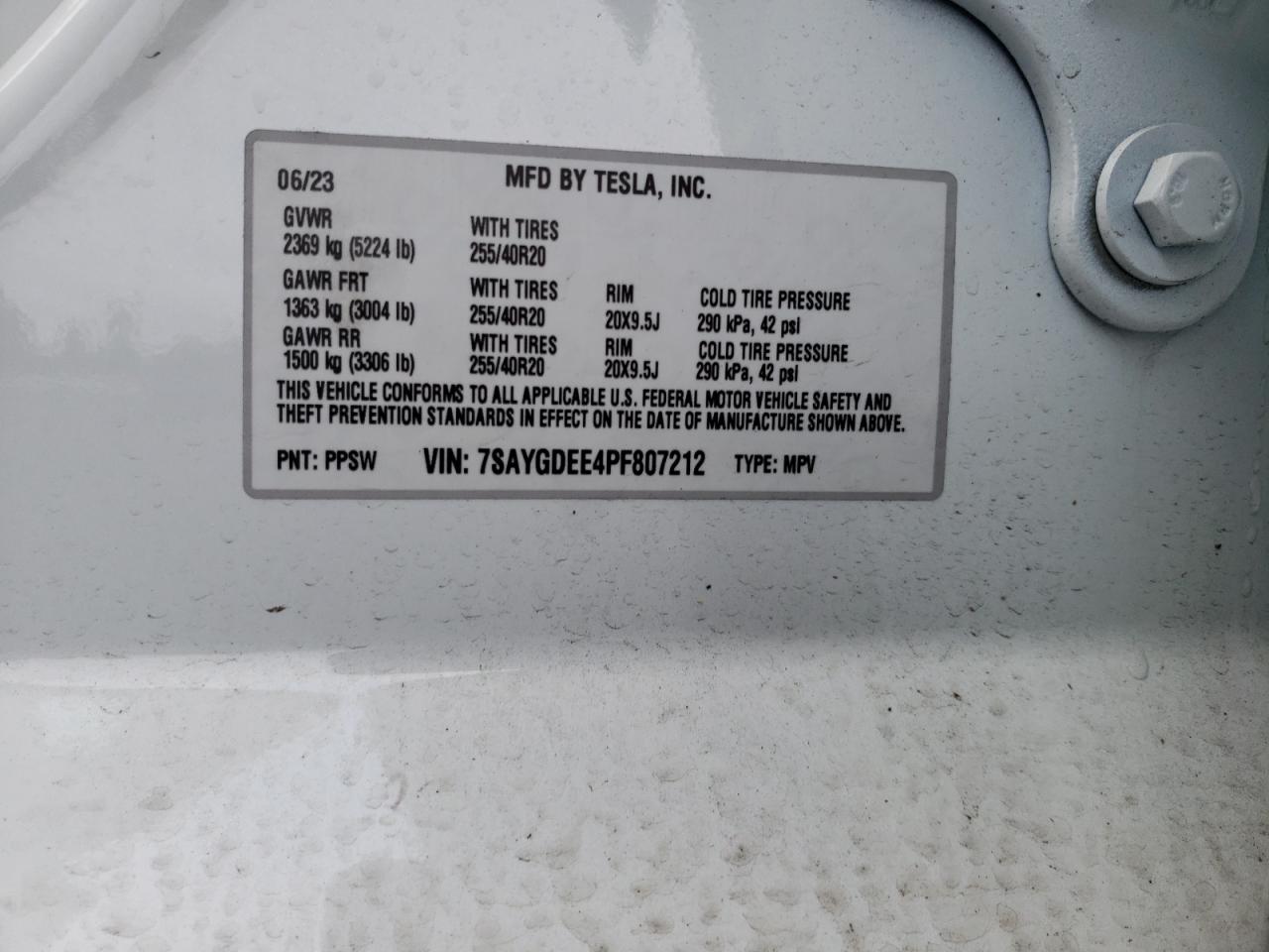 Photo 11 VIN: 7SAYGDEE4PF807212 - TESLA MODEL Y 