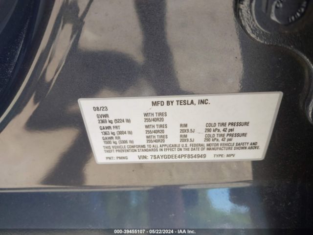 Photo 8 VIN: 7SAYGDEE4PF854949 - TESLA MODEL Y 