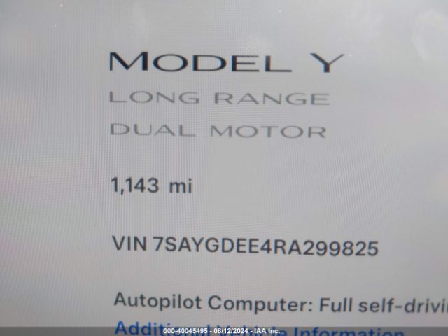 Photo 6 VIN: 7SAYGDEE4RA299825 - TESLA MODEL Y 