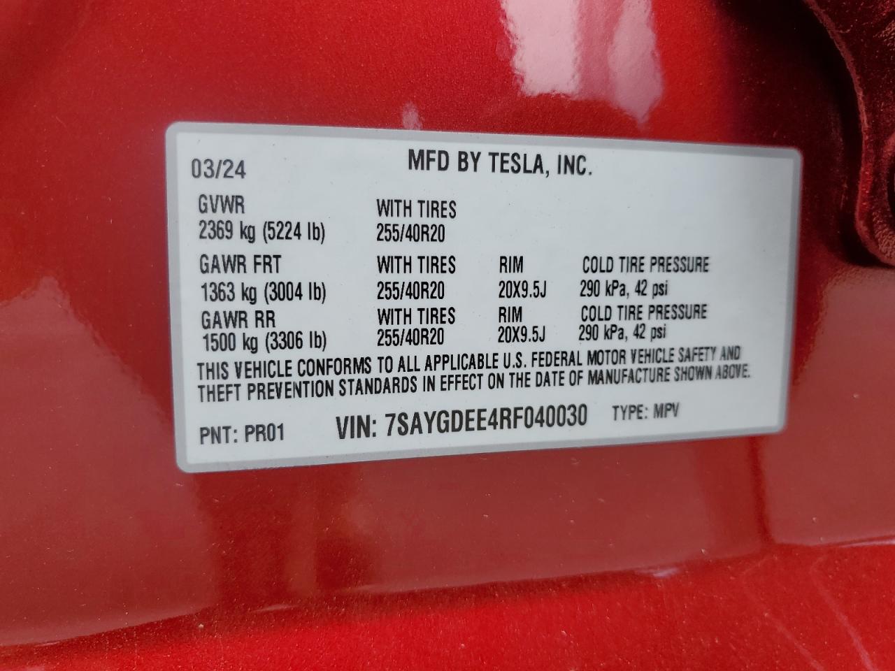 Photo 11 VIN: 7SAYGDEE4RF040030 - TESLA MODEL Y 