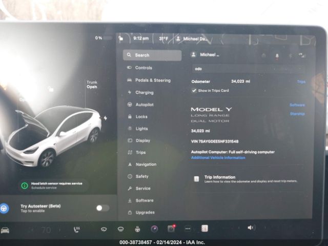 Photo 6 VIN: 7SAYGDEE5NF331548 - TESLA MODEL Y 