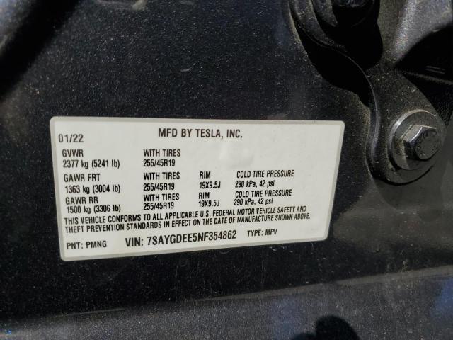 Photo 11 VIN: 7SAYGDEE5NF354862 - TESLA MODEL Y 