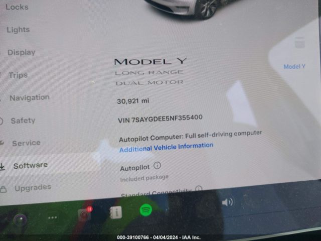 Photo 6 VIN: 7SAYGDEE5NF355400 - TESLA MODEL Y 