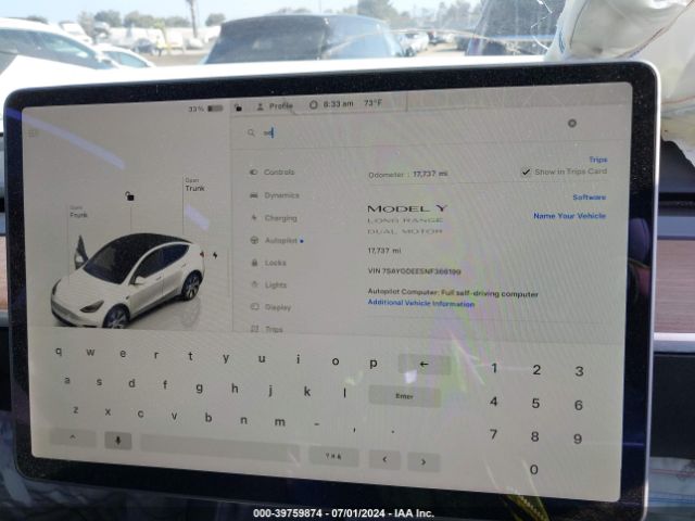 Photo 6 VIN: 7SAYGDEE5NF366199 - TESLA MODEL Y 