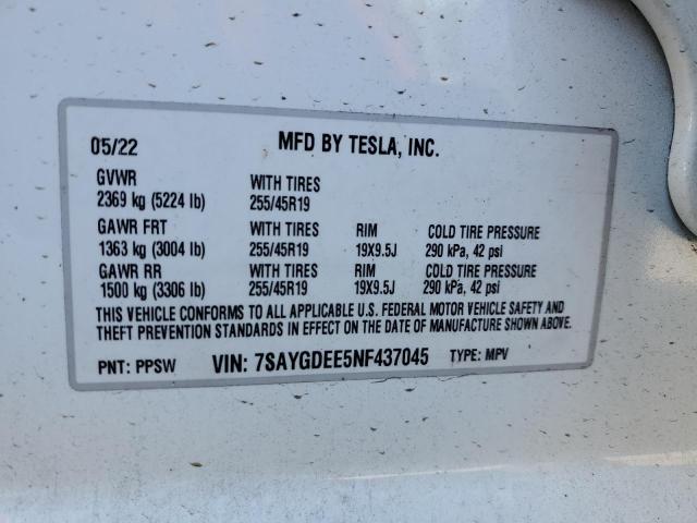 Photo 11 VIN: 7SAYGDEE5NF437045 - TESLA MODEL Y 